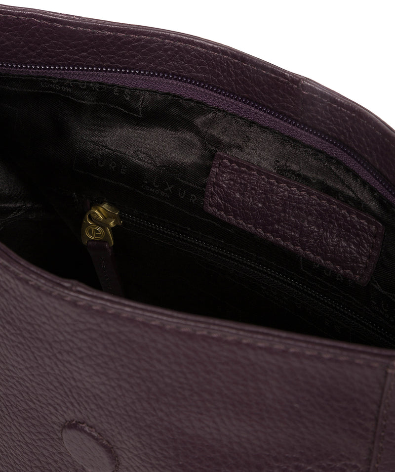 'Elaine' Plum Leather Shoulder Bag image 4