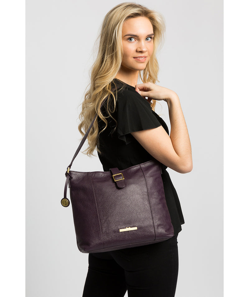 'Elaine' Plum Leather Shoulder Bag image 2