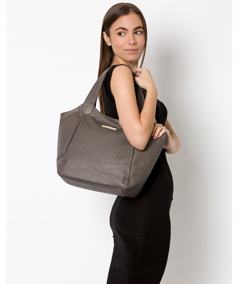 'Alina' Grey Leather Tote Bag Pure Luxuries London