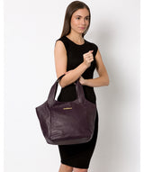 'Alina' Plum Leather Tote Bag image 2