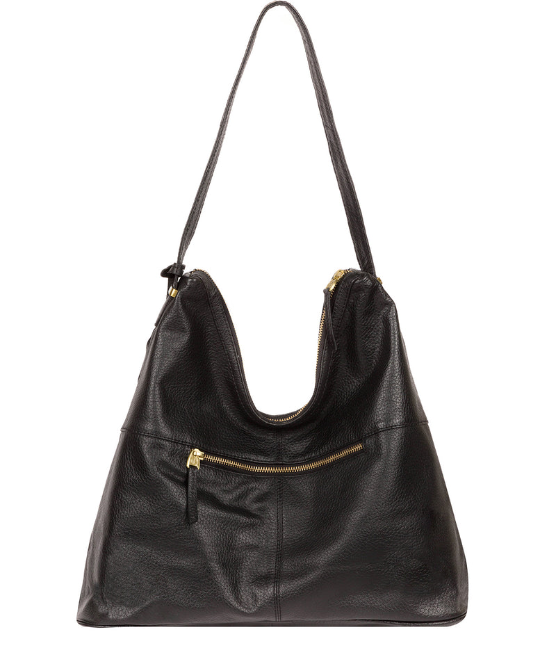 'Claire' Black Leather Shoulder Bag image 3
