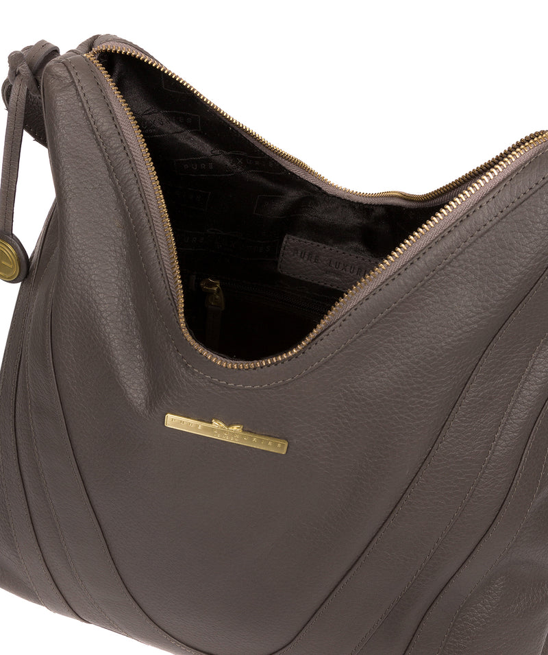 'Claire' Grey Leather Shoulder Bag image 4
