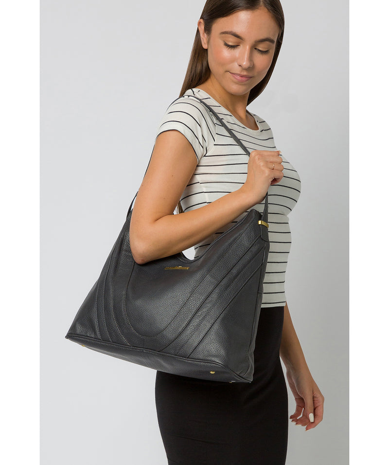 'Claire' Navy Leather Shoulder Bag image 2