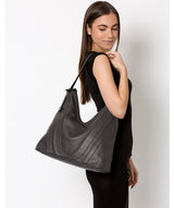 'Claire' Slate Leather Shoulder Bag