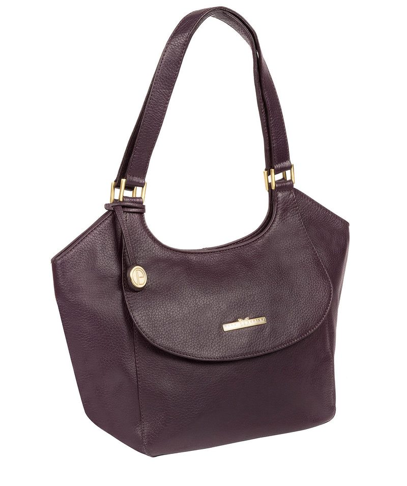 'Denisa' Plum Leather Tote Bag