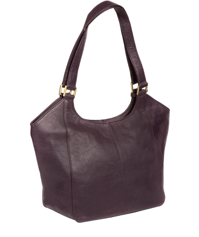 'Denisa' Plum Leather Tote Bag