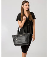'Goldie' Black Leather Tote Bag image 2