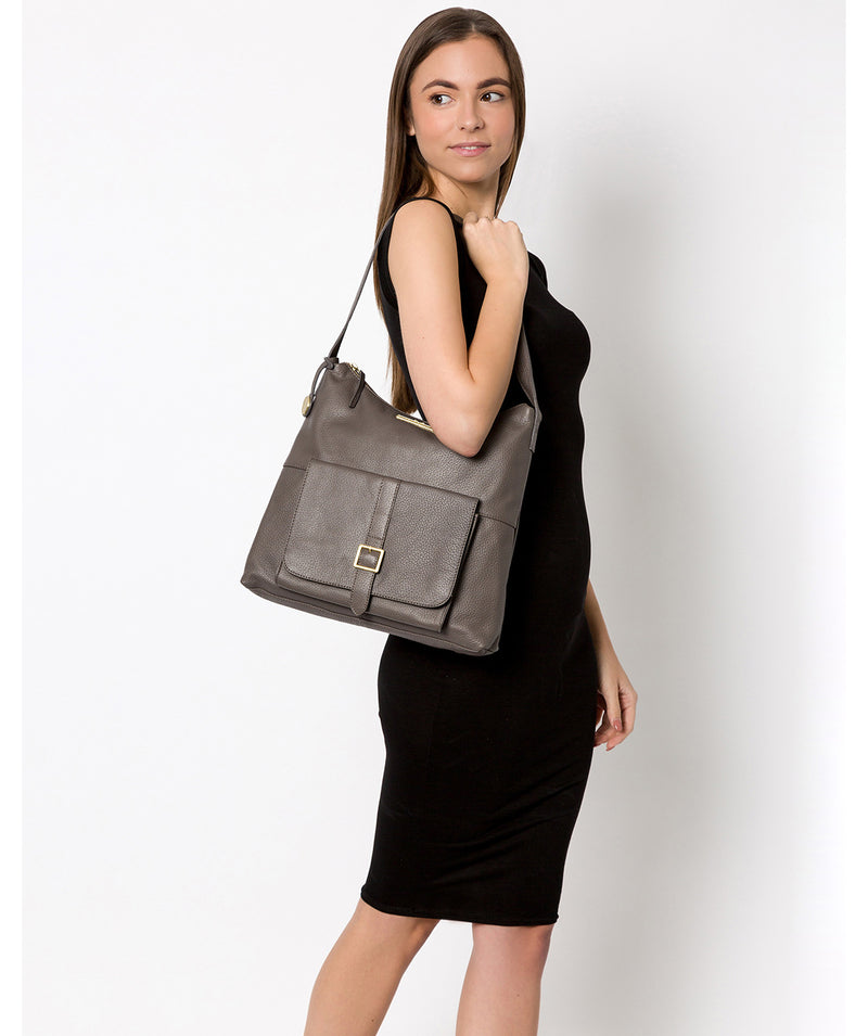 'Irena' Grey Leather Shoulder Bag image 2