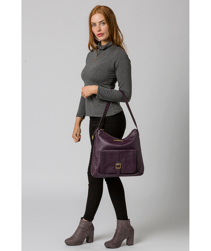 'Irena' Plum Leather Shoulder Bag image 2