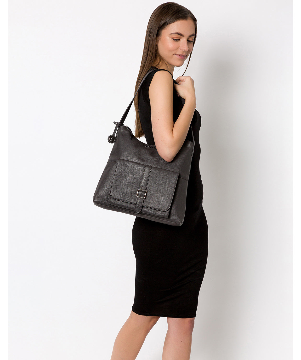 Grey Leather Shoulder Bag 'Irena' by Pure Luxuries – Pure Luxuries London