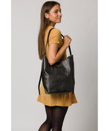 'Hoxton' Jet Black Leather Shoulder Bag