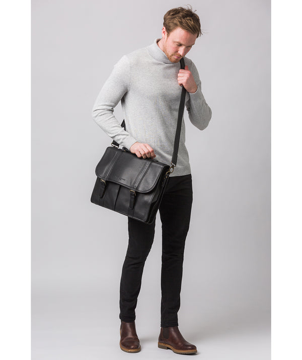 'Baxter' Black Leather Work Bag
