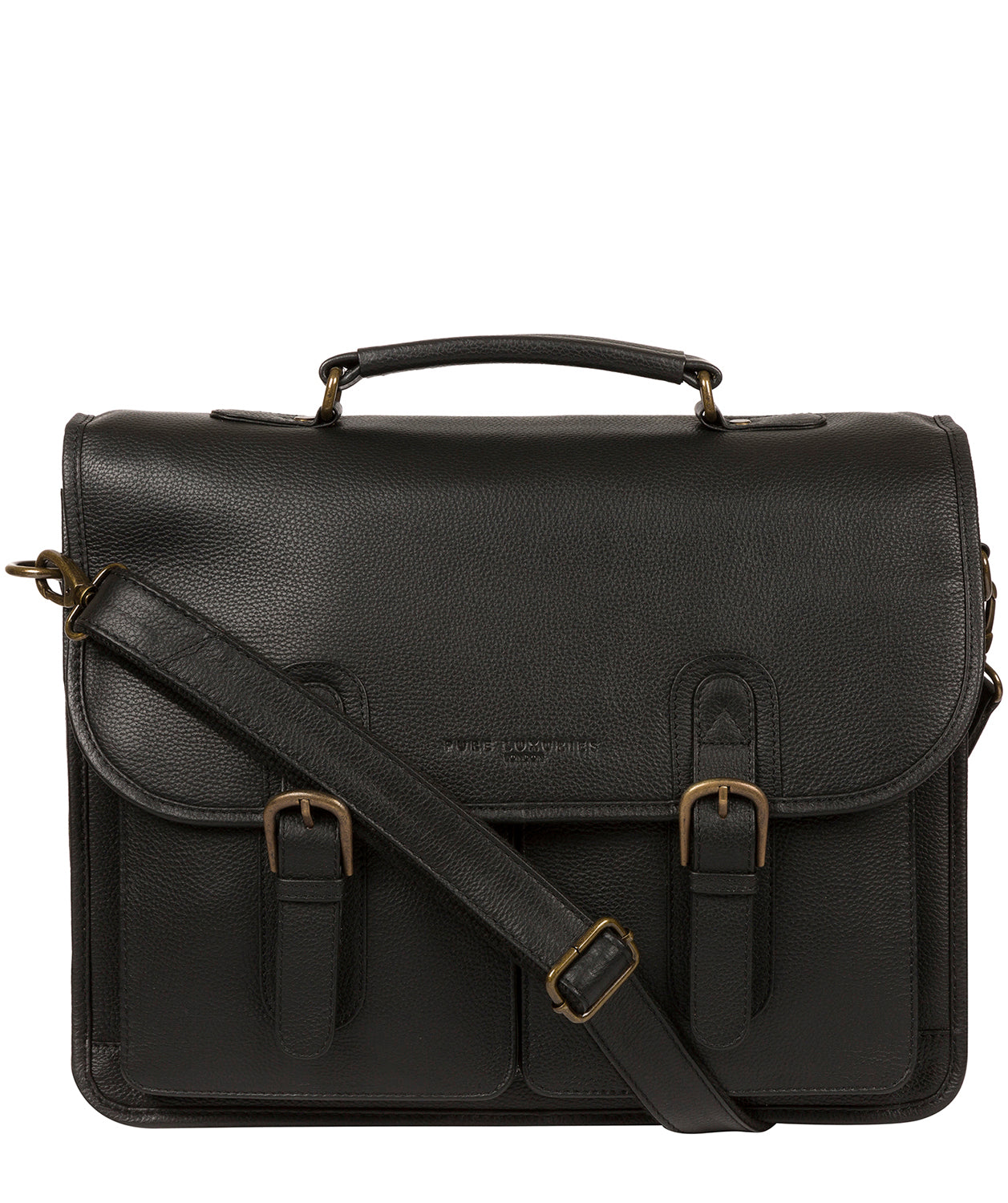 Black Leather Workbag 'Bank' by Pure Luxuries – Pure Luxuries London