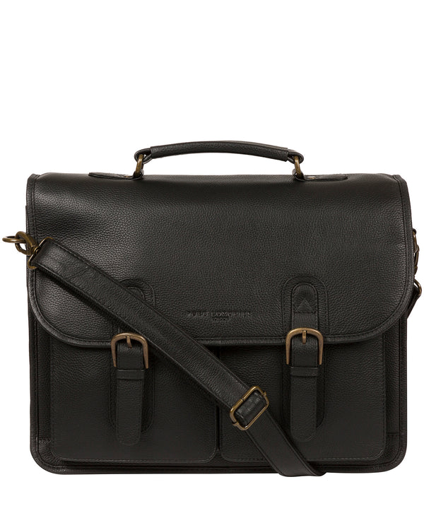 'Bank' Black Leather Work Bag Pure Luxuries London
