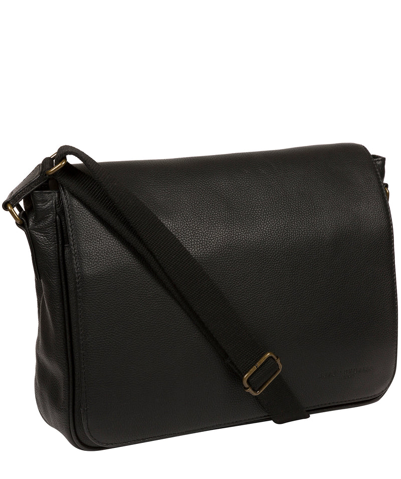'Sanderson' Black Leather Messenger Bag image 5