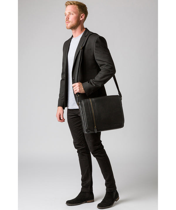 'Jefferson' Black Leather Messenger Bag image 2