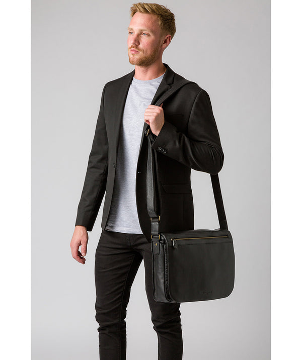 'Terence' Black Leather Messenger Bag image 2