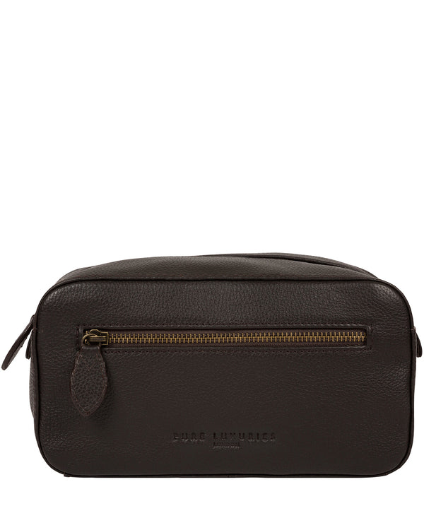 'Jetty' Brown Leather Washbag image 1