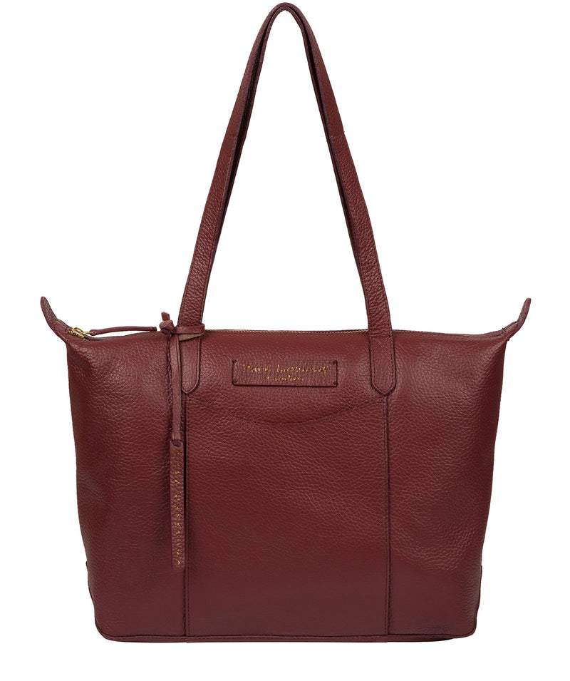 'Oval' Burgundy Leather Tote Bag image 1