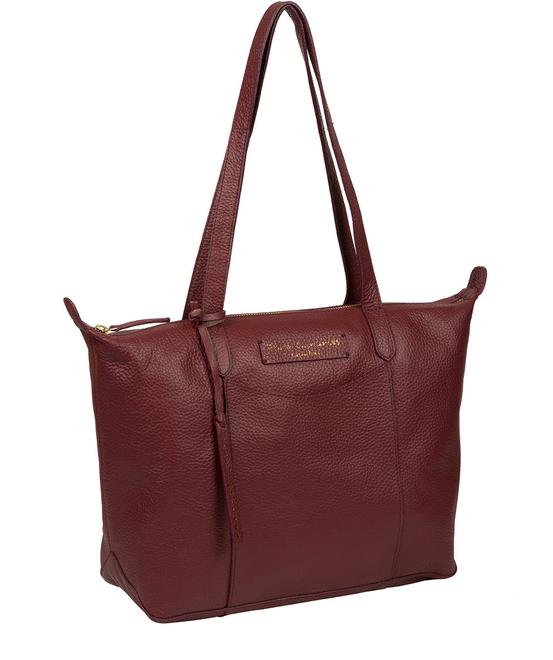 'Oval' Burgundy Leather Tote Bag image 5