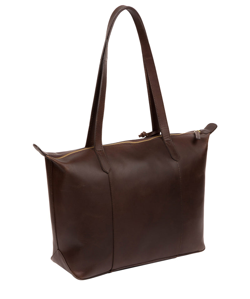 'Oval' Chocolate Leather Tote Bag image 3
