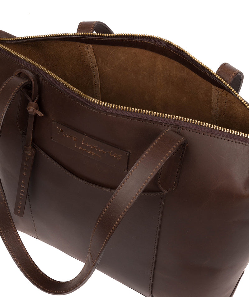 'Oval' Chocolate Leather Tote Bag image 4
