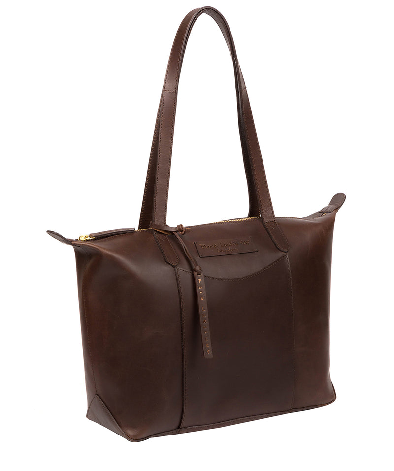 'Oval' Chocolate Leather Tote Bag image 5