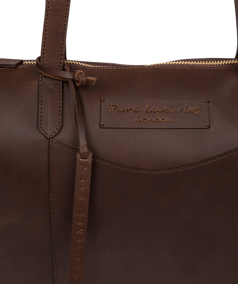 'Oval' Chocolate Leather Tote Bag image 6