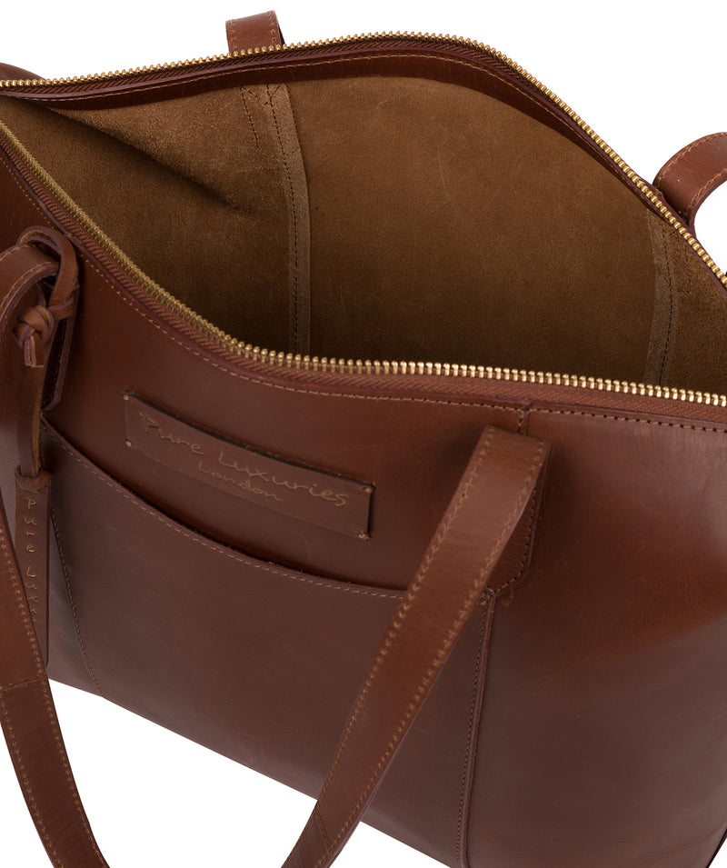 'Oval' Conker Brown Leather Tote Bag image 4