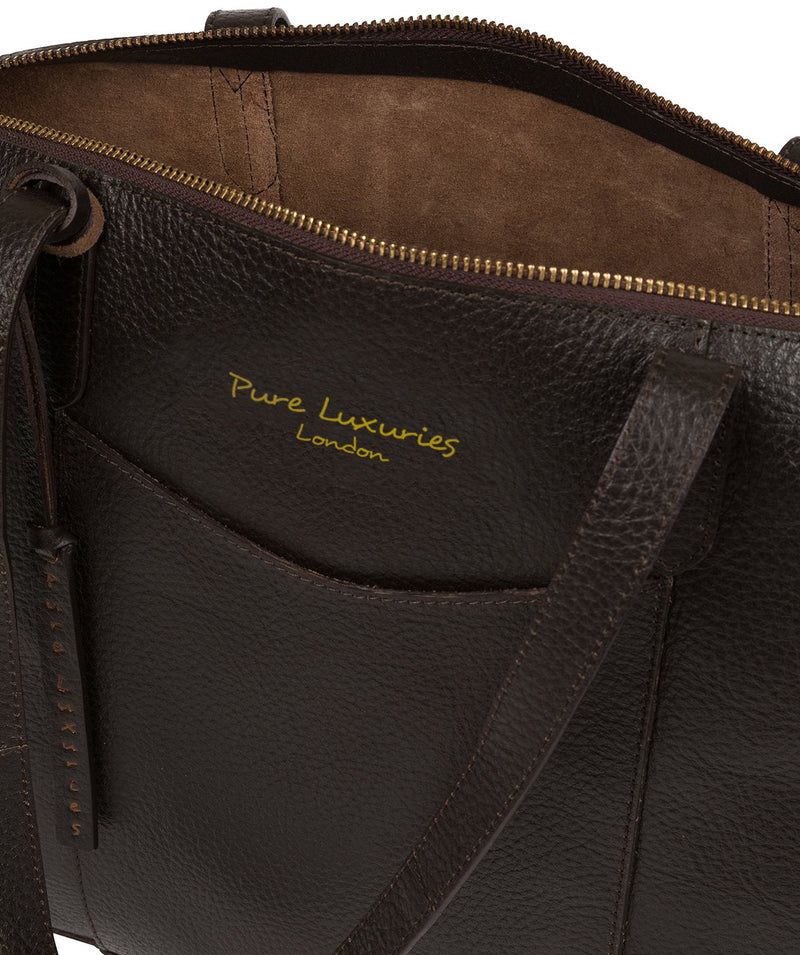 'Oval' Dark Brown Leather Tote Bag
