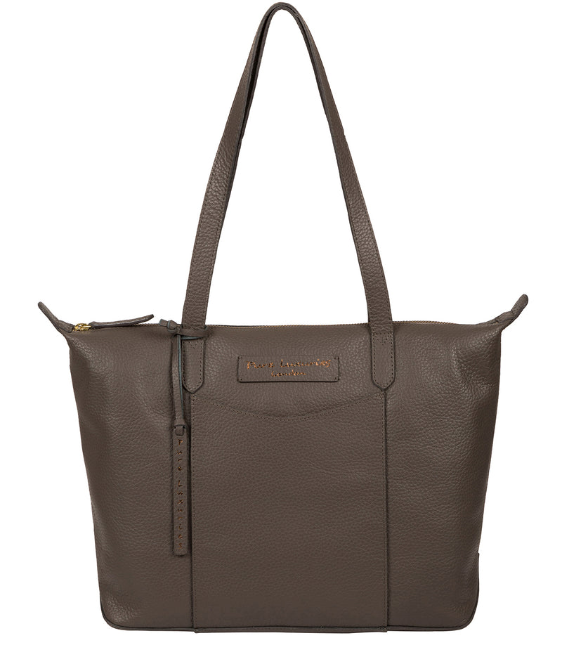'Oval' Grey Leather Tote Bag image 1