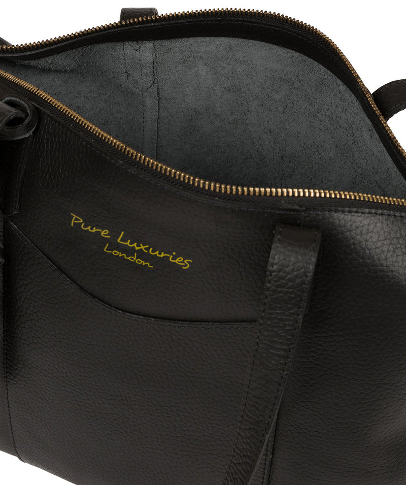 'Oval' Jet Black Leather Tote Bag