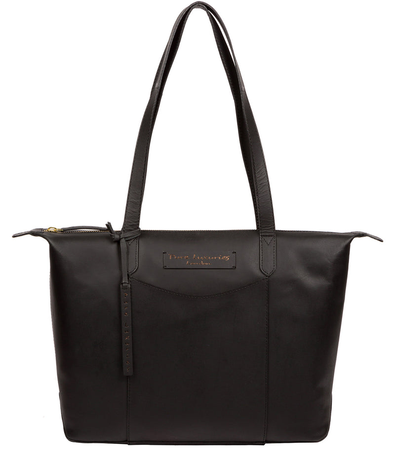 'Oval' Liquorice Leather Tote Bag image 1