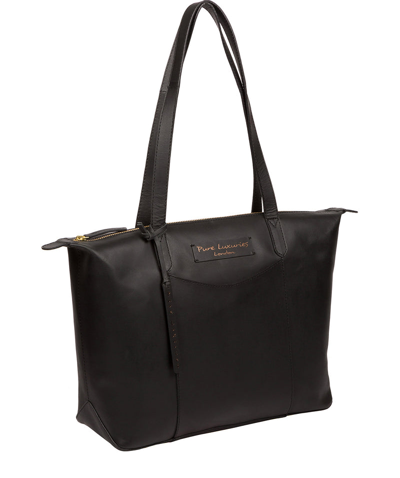 'Oval' Liquorice Leather Tote Bag image 5