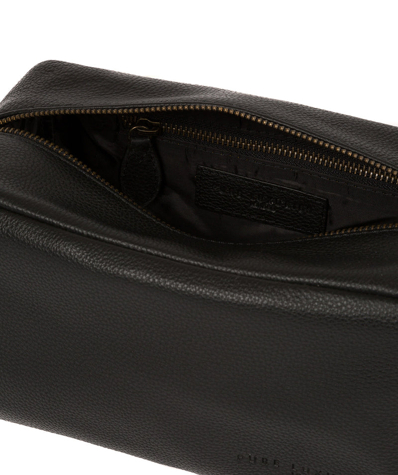 'Keel' Black Leather Washbag image 4