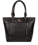 'Monet' Black Leather Tote Bag