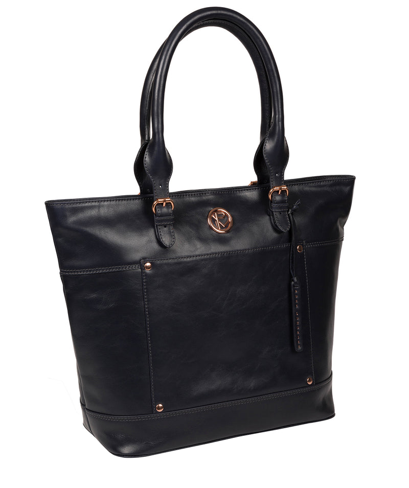 'Monet' Navy Leather Tote Bag image 5