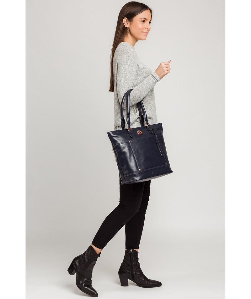 'Monet' Navy Leather Tote Bag image 2