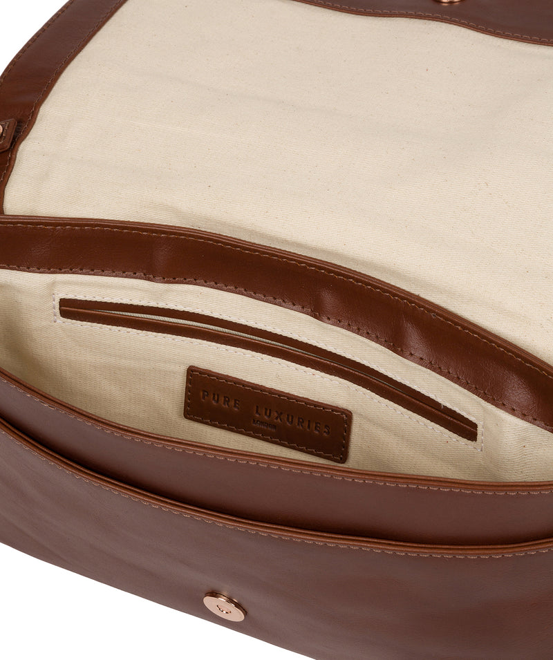 'Ermes' Cognac Leather Cross Body Clutch Bag image 4