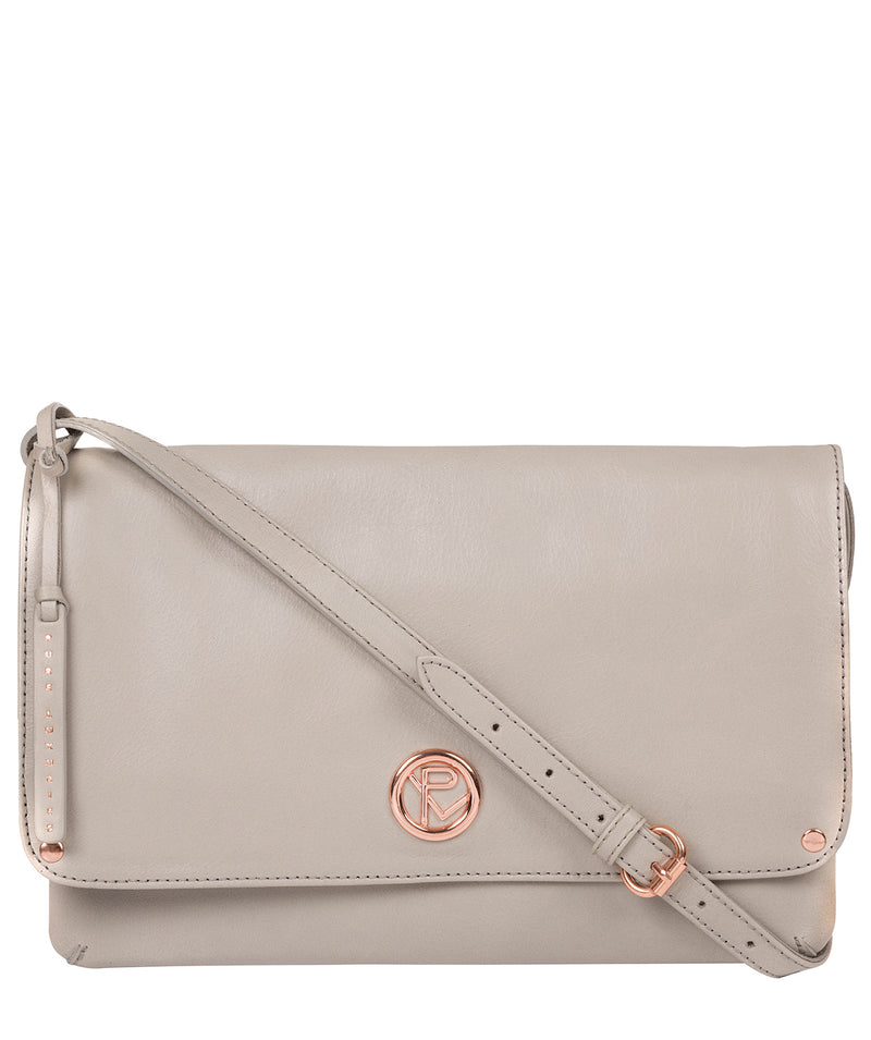 'Ermes' Grey Leather Cross Body Clutch Bag Pure Luxuries London