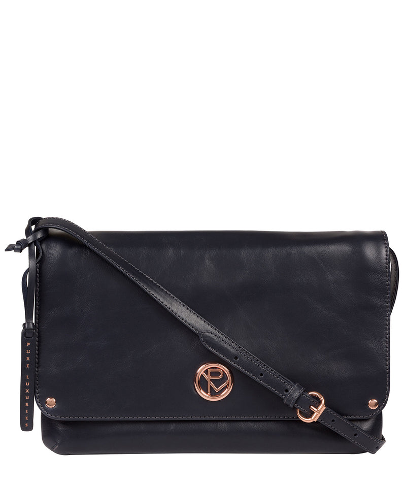 'Ermes' Navy Leather Cross Body Clutch Bag image 1
