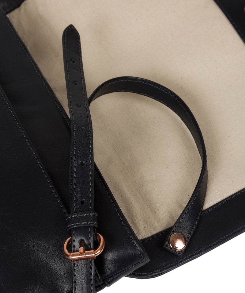 'Ermes' Navy Leather Cross Body Clutch Bag image 8