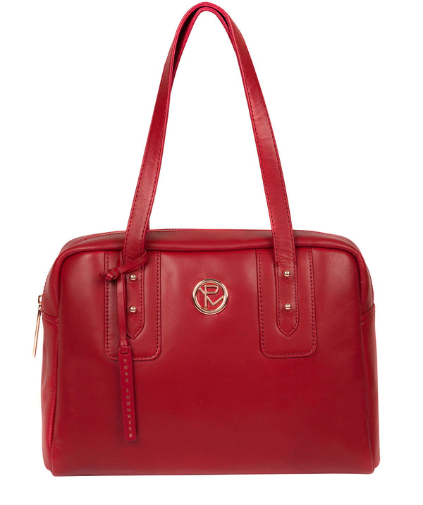 'Madox' Cherry Leather Handbag Pure Luxuries London