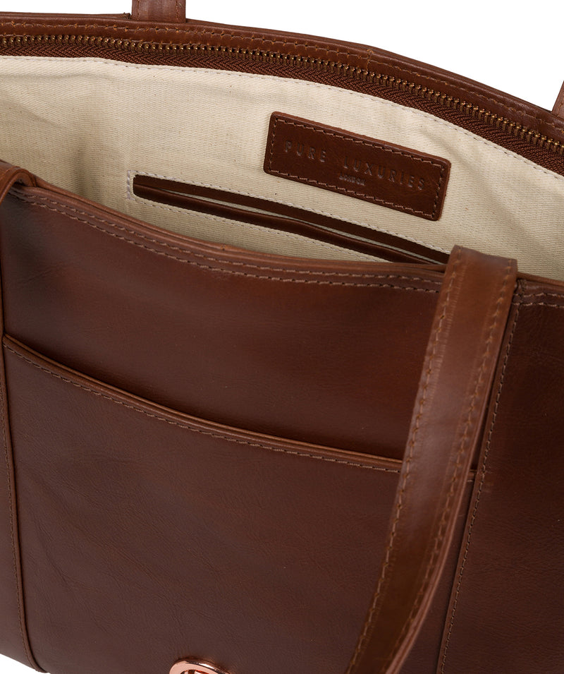 'Pimm' Cognac Leather Tote Bag image 4