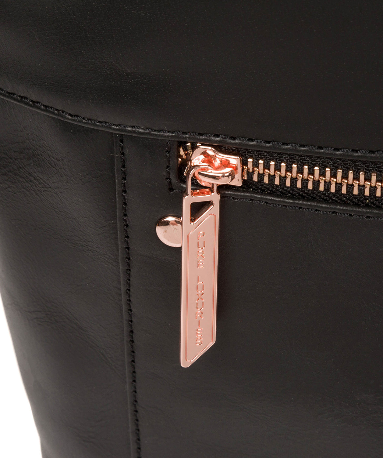 black leather backpack with rose gold zippers Black Leather Backpack 'Rubens' by Pure Luxuries