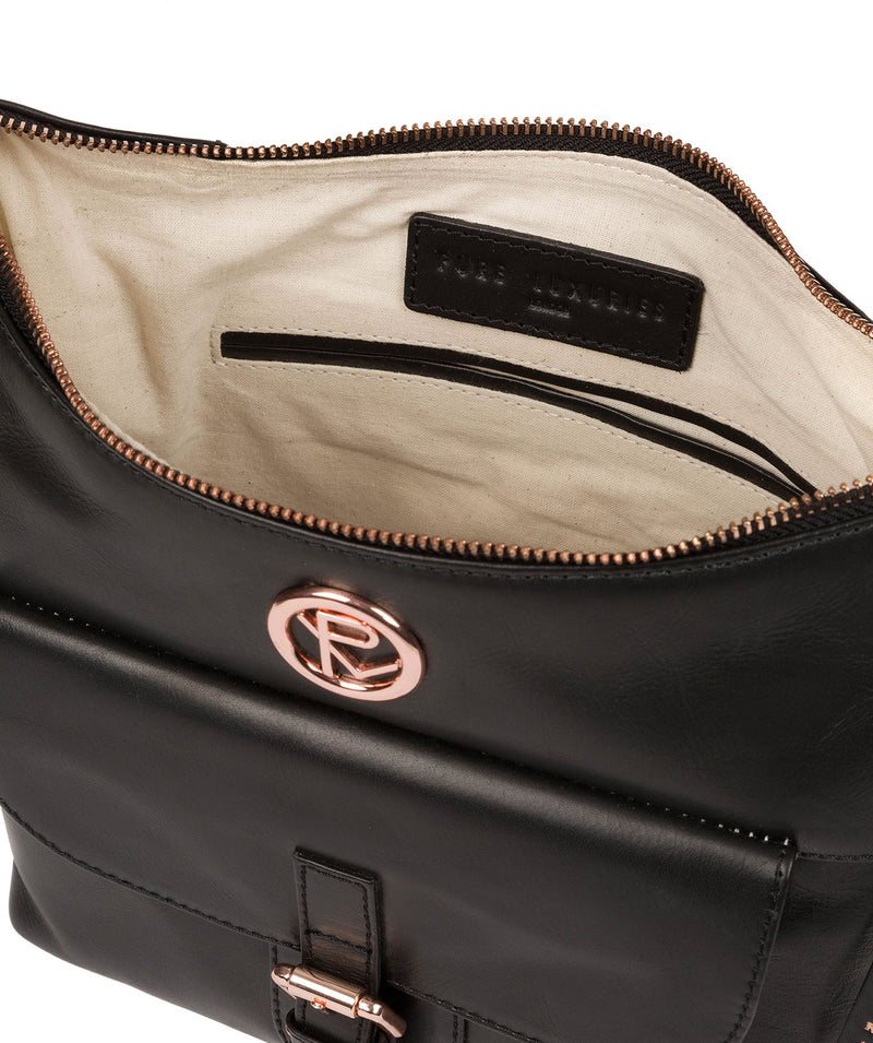 'Monamy' Black Leather Shoulder Bag image 4