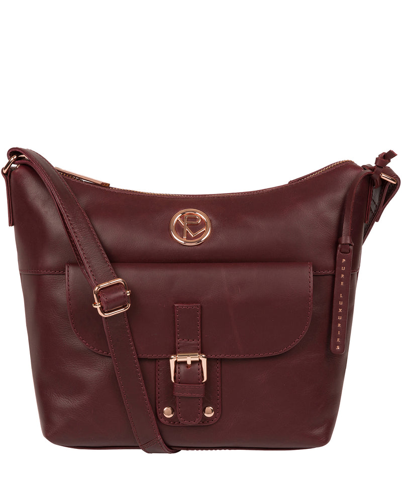 'Monamy' Burgundy Leather Shoulder Bag image 1