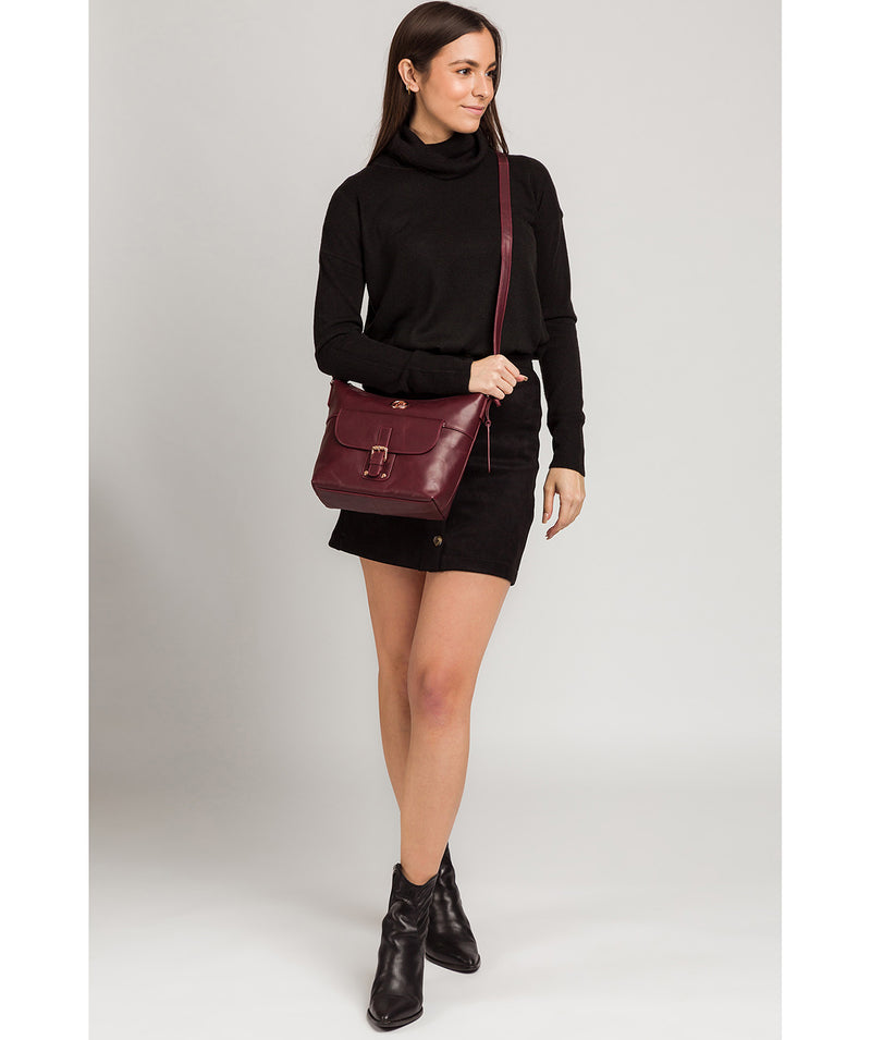 'Monamy' Burgundy Leather Shoulder Bag image 2