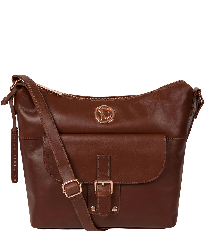 'Monamy' Cognac Leather Shoulder Bag image 1