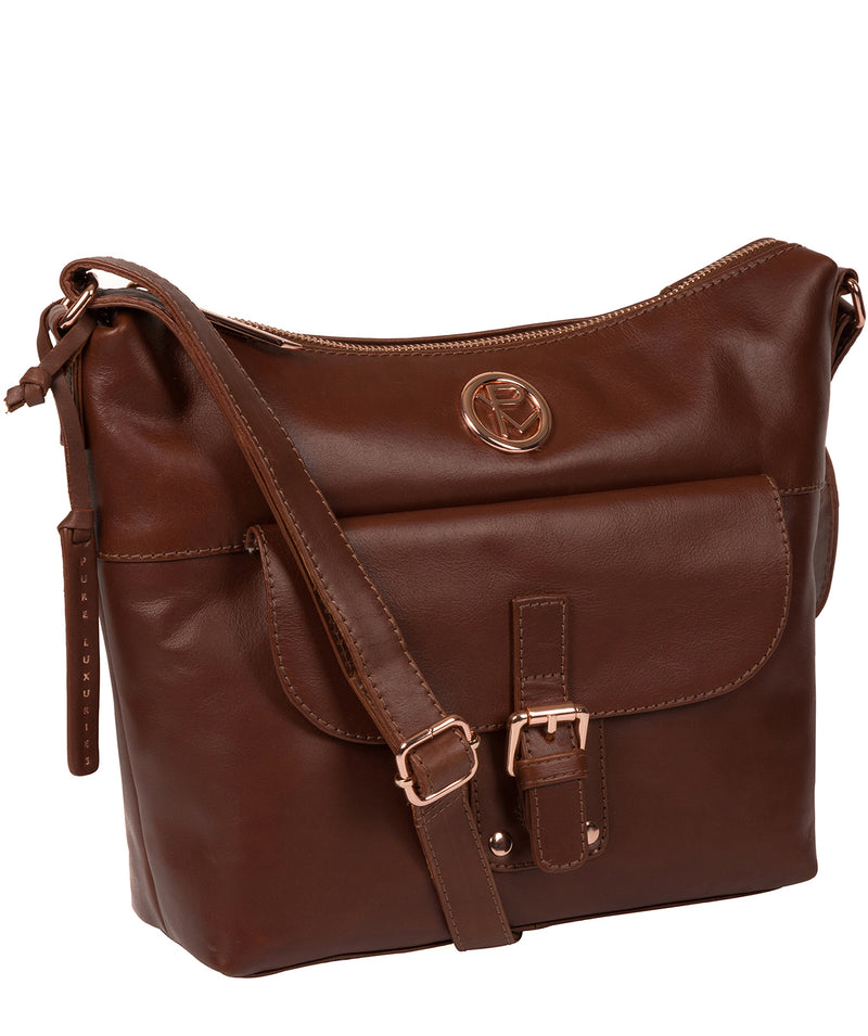 'Monamy' Cognac Leather Shoulder Bag image 5